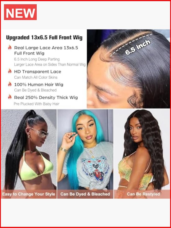 40 Inch Human Hair Wig 200% Density 13x6 HD Lace Front Pre Plucked Drawstring main image 6